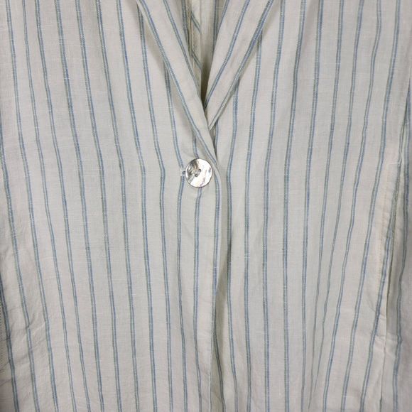 C&C California Women's Medium 100% Linen Roll Tab Striped Blazer - Picture 4 of 8